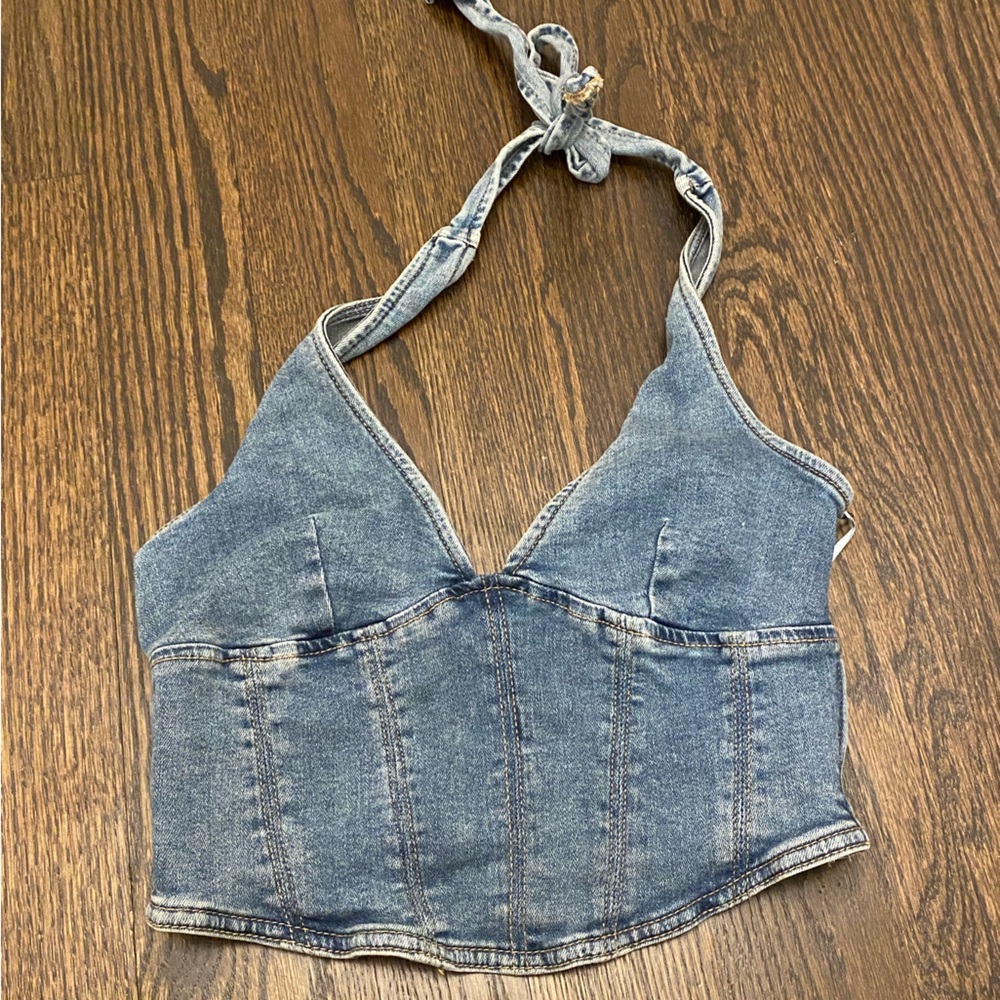 Denim Halter Going Out Top